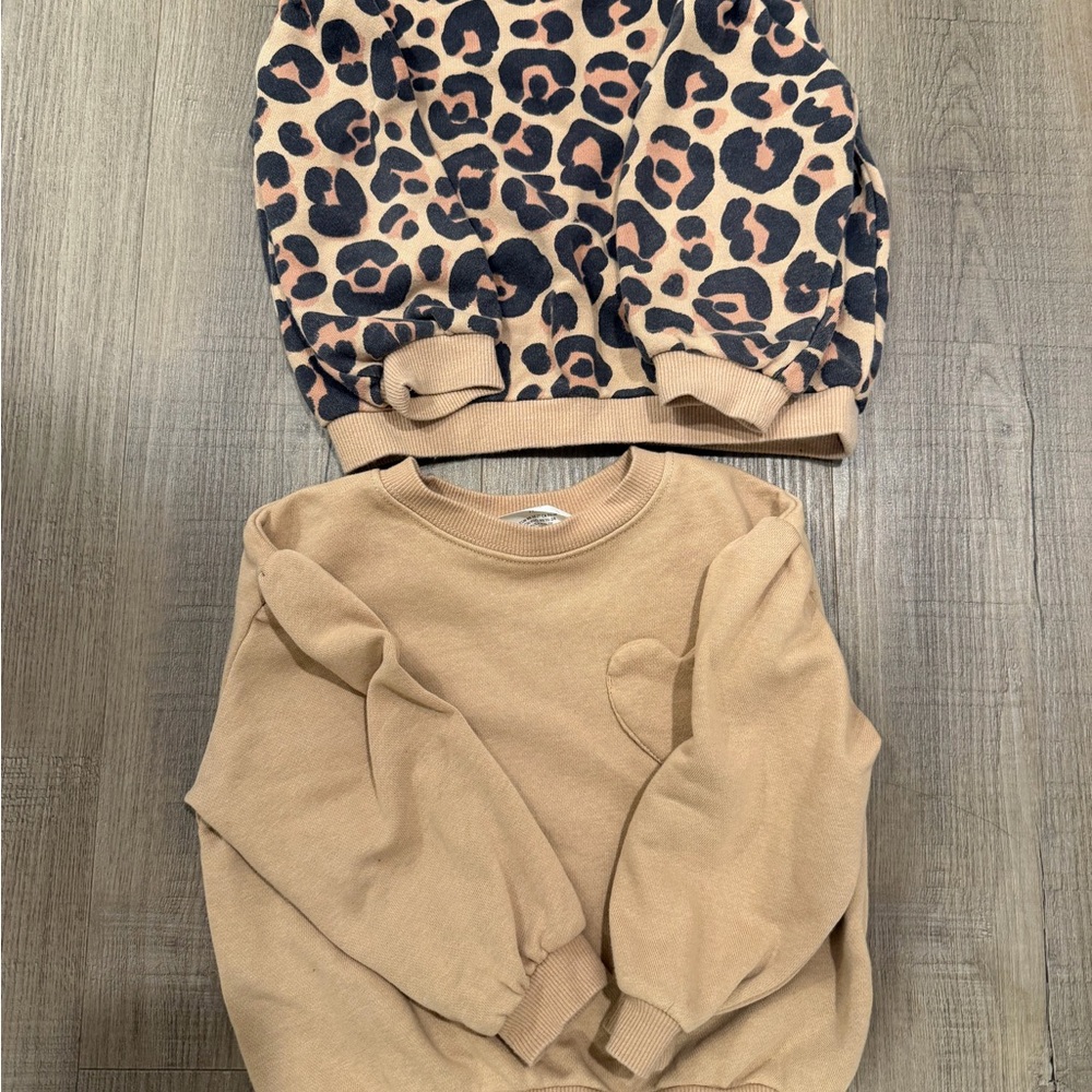 H&M Leopard Print and Tan Kids Sweatshirt Set 2T